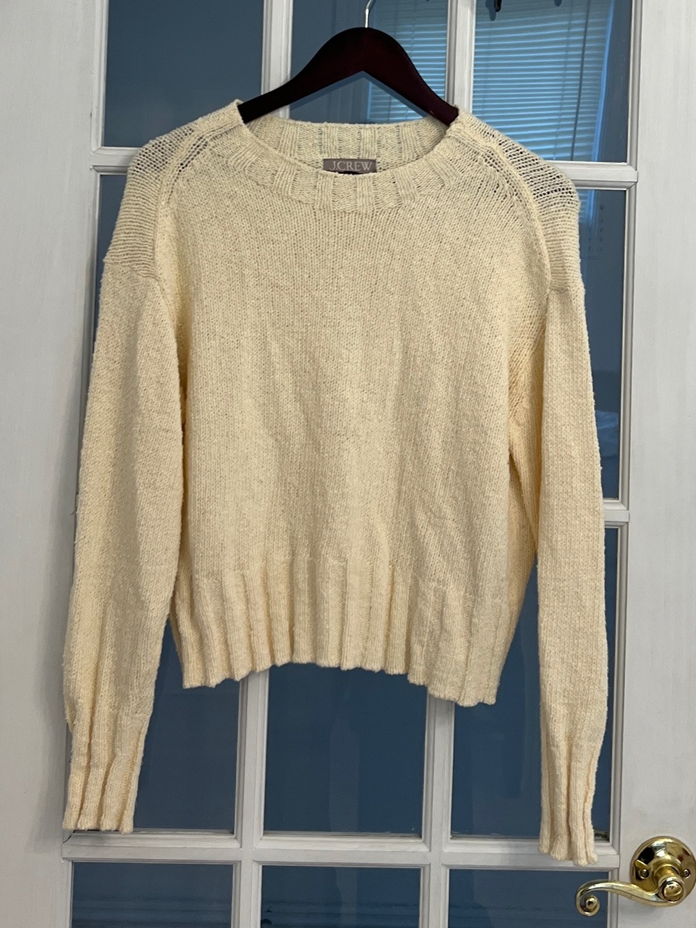 J. CREW Women’s Relaxed Crewneck Beach Sweater Antique White Cotton Blend M